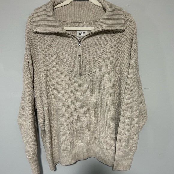 aerie Sweaters - Aerie Zip Up Sweater in Cream